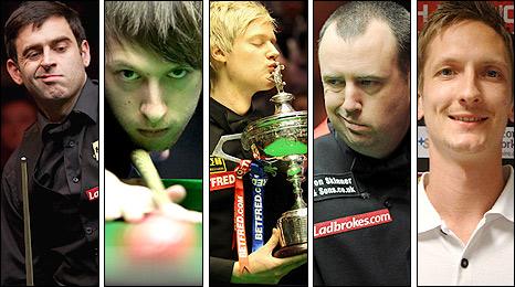 Ronnie O'Sullivan, Judd Trump, Neil Robertson, Mark Williams and Andrew Pagett