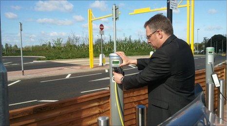 Motorbike being charged at Taunton Park and Ride