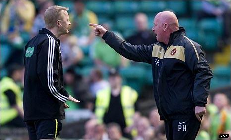 Peter Houston remonstrates with fourth official Gary Hilland