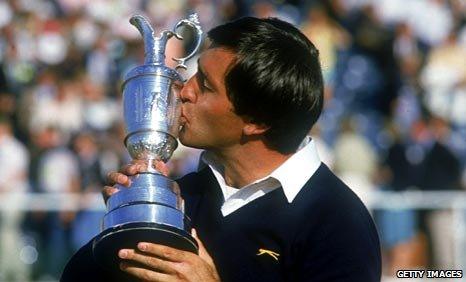 Seve Ballesteros lifts the Claret Jug