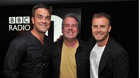 Robbie Williams, Chris Moyles and Gary Barlow