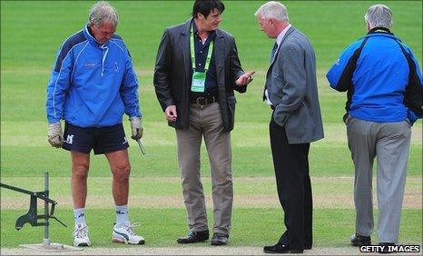 The Edgbaston pitch is inspected