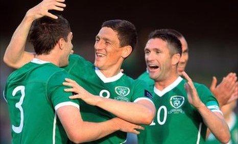 Stephen Ward (left), Keith Andrews and Robbie Keane