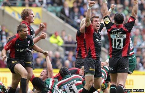 Saracens celebrate Premiership victory