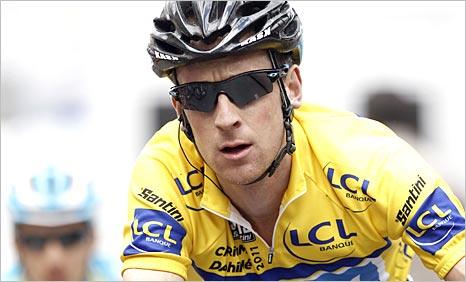 Bradley Wiggins in the yellow jersey