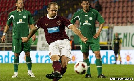 Jamie Hamill nets from the penalty spot at the Sostoi Stadium