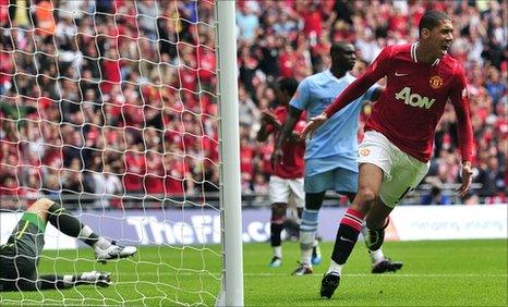 Chris Smalling scores for Manchester United