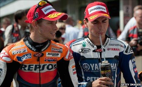 Casey Stoner (left) and Jorge Lorenzo