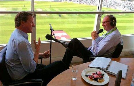 Aggers quizzes prime minister David Cameron at tea on day two