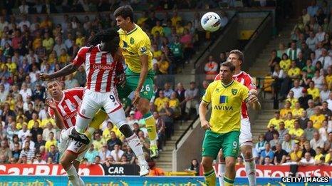 Stoke's Kenwyne Jones scores the winner against Norwich