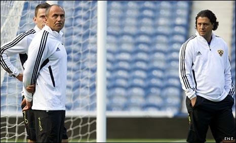 Darko Milanic (left) at Ibrox