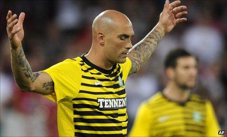 Celtic defender Daniel Majstorovic was sent off inside the first minute