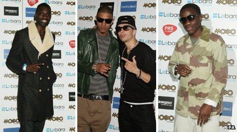 Wretch 32, Fazer & Dappy from N-Dubz and Tinchy Stryder