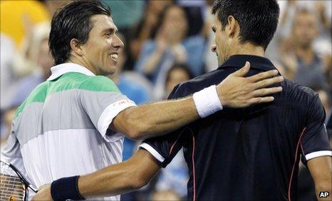 Carlos Berlocq and Novak Djokovic