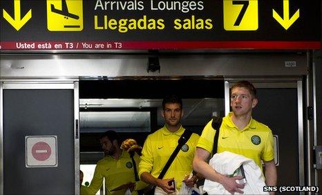 Celtic have arrived in Madrid for Thursday's Europa League match