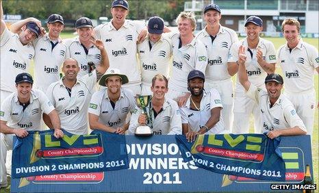 Middlesex celebrate winning the Division Two title