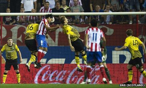 Falcao nods in the opening goal at the Vicente Calderon