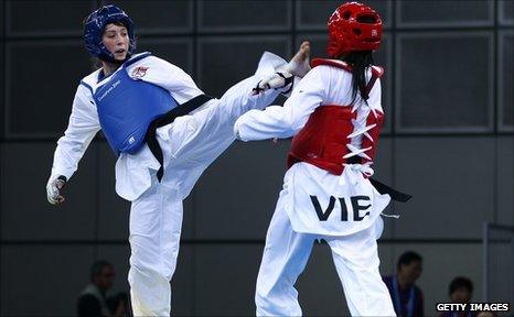 Jade Jones (left) won gold at the 2010 Youth Olympics in Singapore