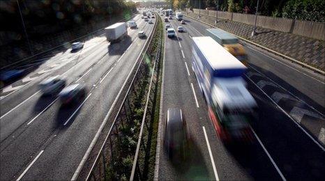 Cars and lorries on the motorway