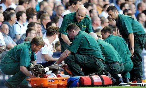 Bacary Sagna was stretchered off at White Hart Lane