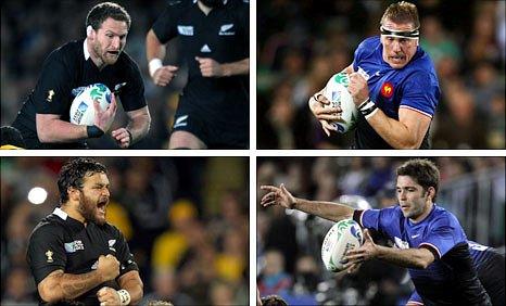 Key men (clockwise from top left): New Zealand number eight Kieran Read, France counterpart Imanol Harinordoquy, French scrum-half Dimitri Yachvili and All Black opposite number Piri Weepu