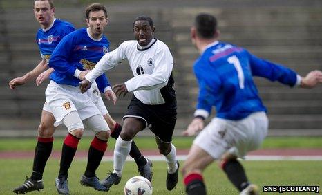 Russell Latapy in action for Edinburgh City against Irvine Meadow