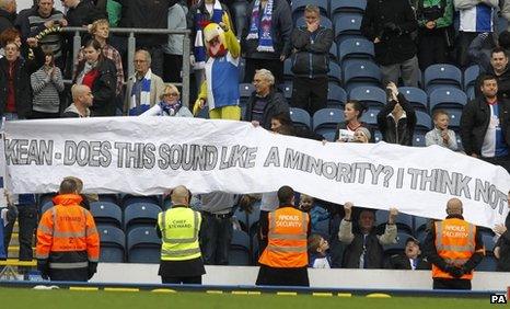 Fans protest against Blackburn manager Steve Kean