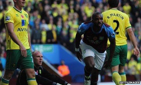 Darren Bent scores his first goal in the win over Norwich City