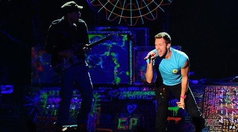 Coldplay on stage at MTV Europe Awards 2011