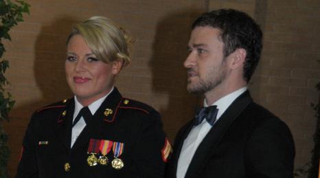 Corporal Kelsey De Santis and Justin Timberlake