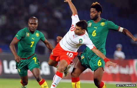 Cameroon in action against Morocco