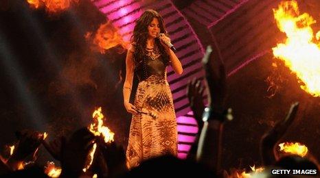 Selena Gomez on stage in Belfast at the MTV Europe Music Awards 2010 live show