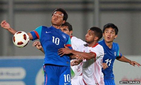 Jeje Lalpekhlua (far left) and Sunil Chhetri (far right) will have trials at Rangers