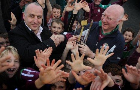 Sean McGoldrick was presented with the award by BBC Sport NI's Mark Sidebottom