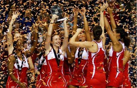 England netball team celebrates