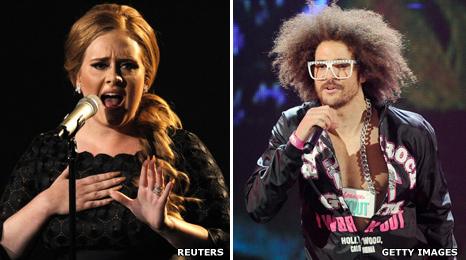 Adele and Redfoo from LMFAO