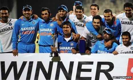 India with the one-day series trophy