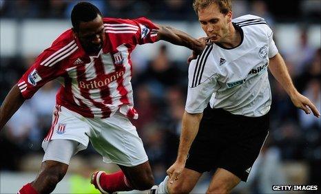 Russell Anderson (right) in Derby colours