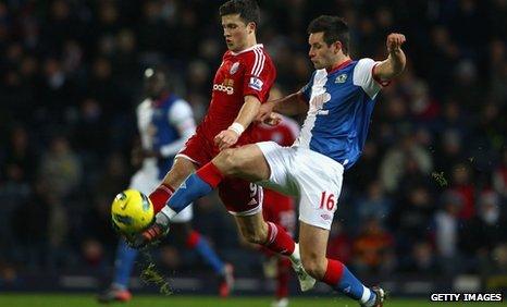 West Brom's Shane Long and Blackburn's Scott Dann