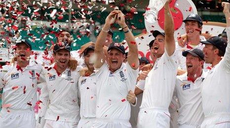 England celebrating Ashes series win