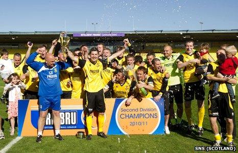 Livingston celebrate winning last season's Second Division title