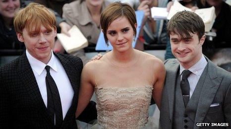 Rupert Grint, Emma Watson and Daniel Radcliffe.