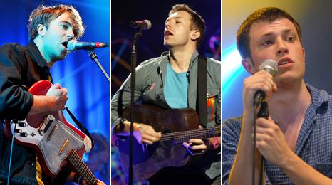 The Vaccines's Justin Young, Coldplay's Chris Martin and Orlando from The Maccabees