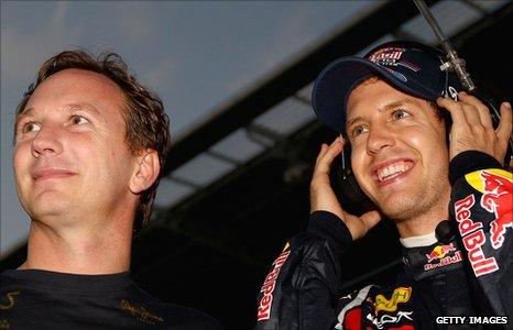 Christian Horner and Sebastian Vettel