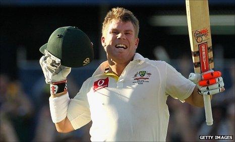 Australian cricketer David Warner hits the fourth fastest Test century against India