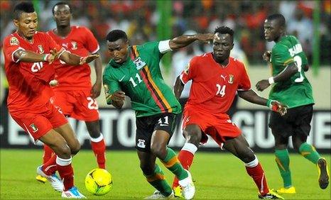 Zambia captain Chris Katongo (with white armband) won the game