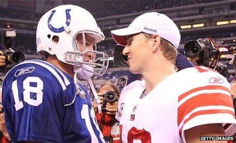 Peyton Manning (left) and brother Eli Manning