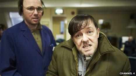 Ricky Gervais and Karl Pilkington in Derek