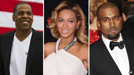 Jay-Z, Beyonce and Kanye West