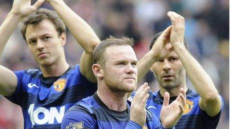 Jonny Evans, Wayne Rooney and Ryan Giggs